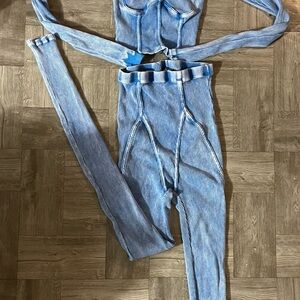 Blue Striped Two-Piece Set